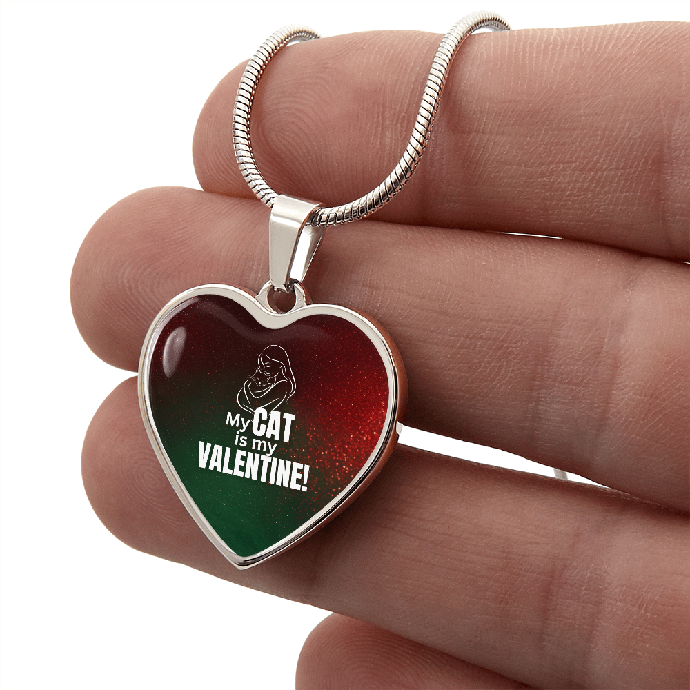 My Cat Is My Valentine Heart Pendant Necklace