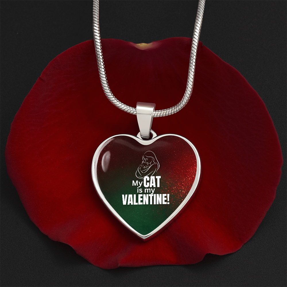 My Cat Is My Valentine Heart Pendant Necklace