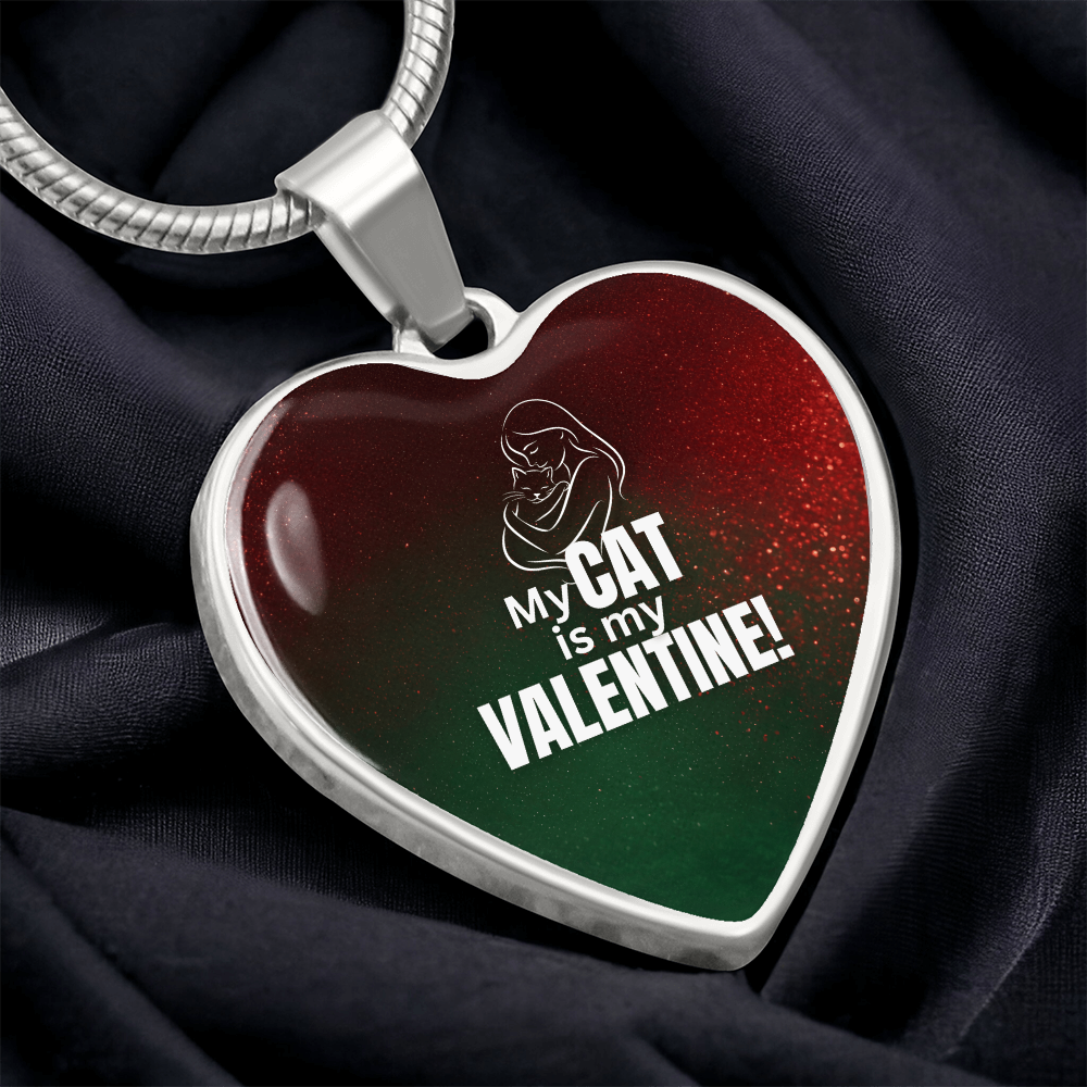 My Cat Is My Valentine Heart Pendant Necklace