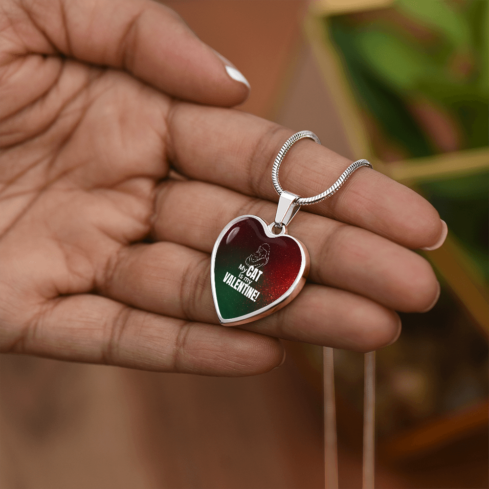 My Cat Is My Valentine Heart Pendant Necklace