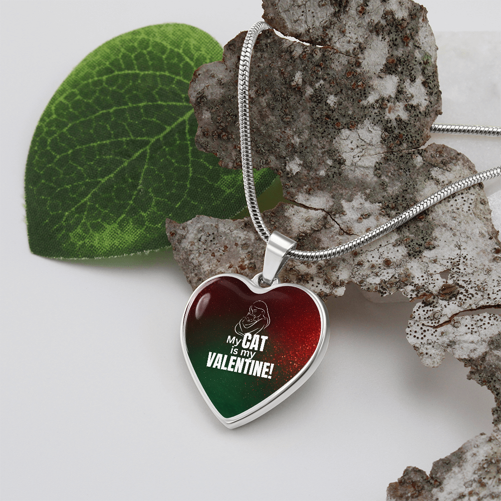 My Cat Is My Valentine Heart Pendant Necklace