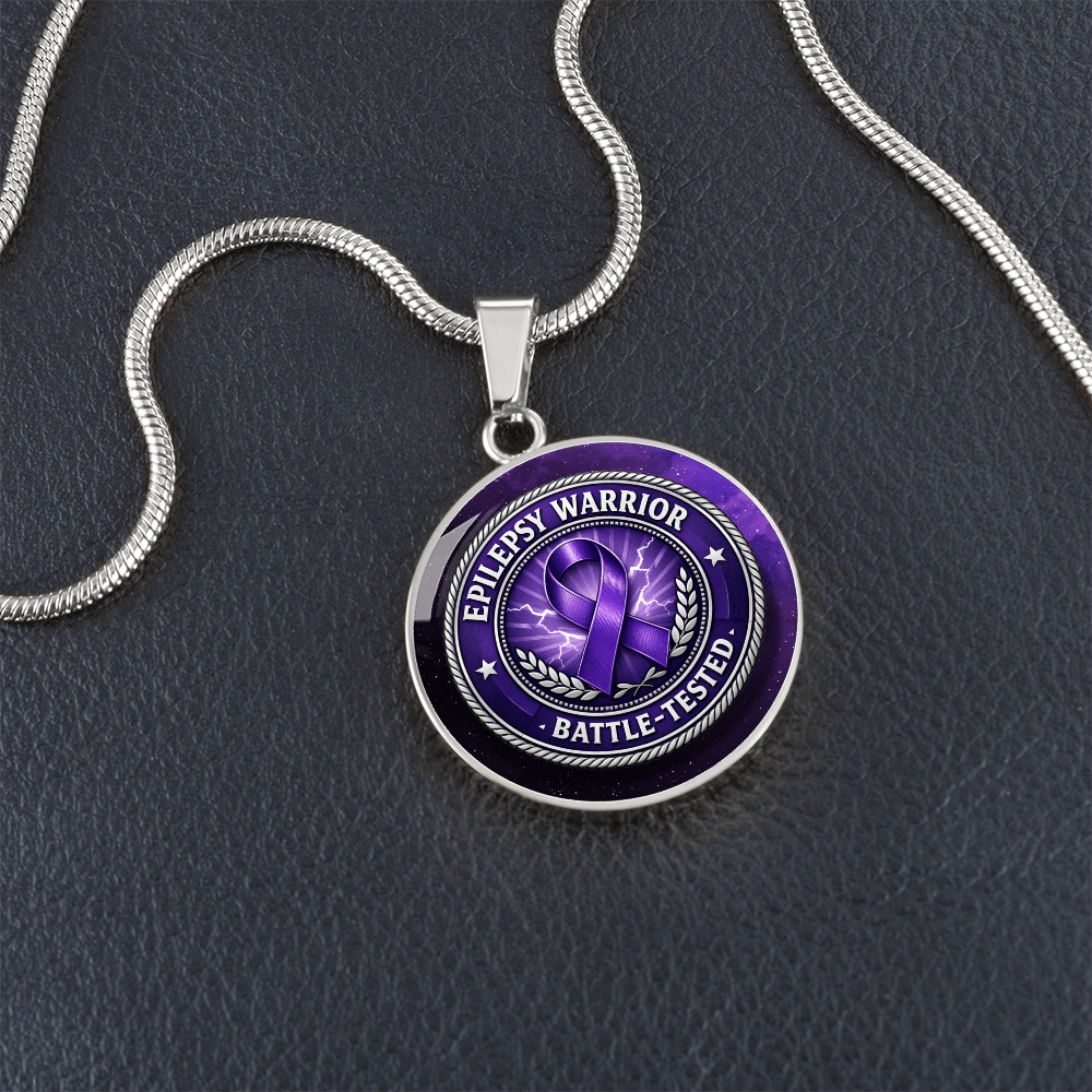 Epilepsy Warrior Round Pendant Necklace