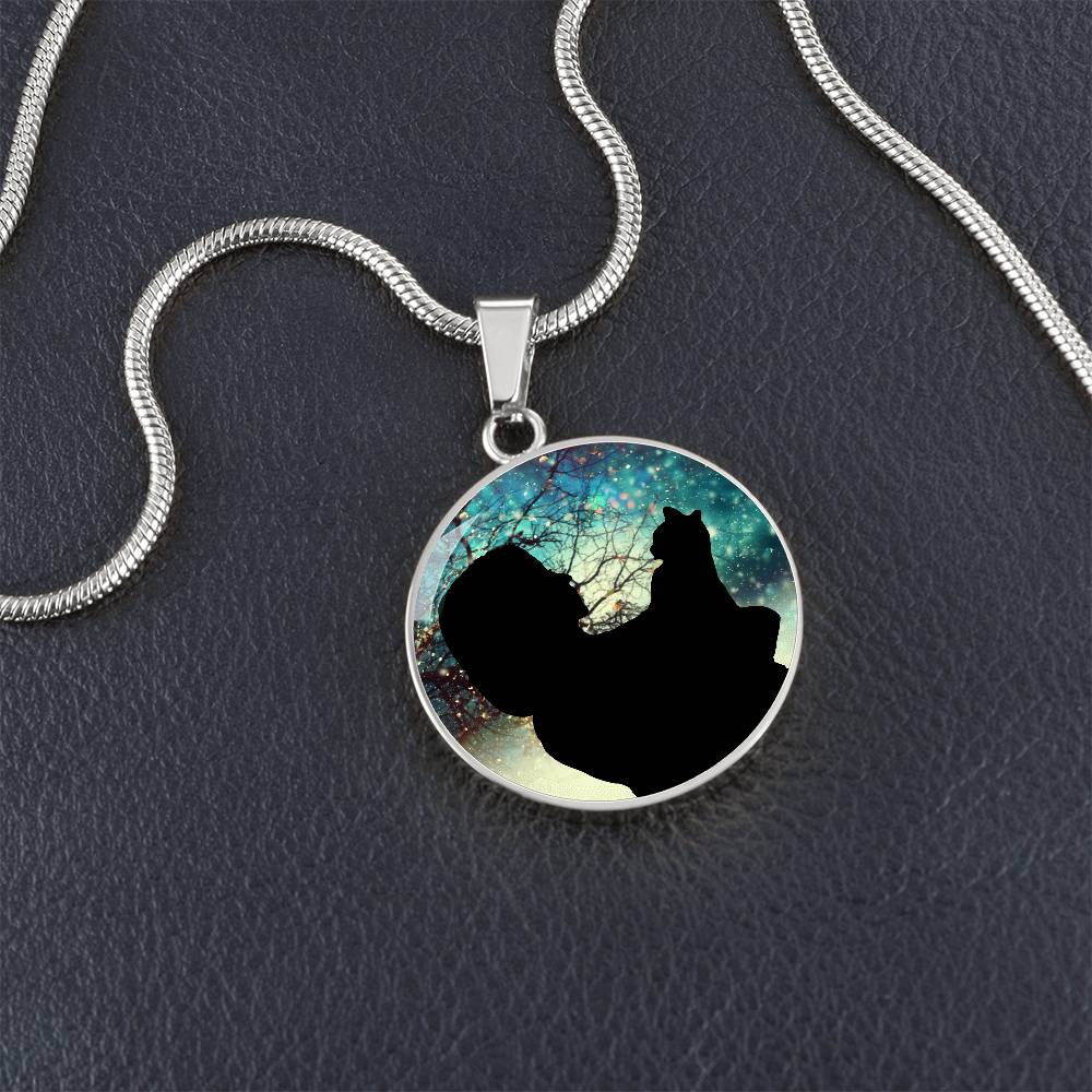Collier Silhouette de Noël pour Amoureuse des Chats