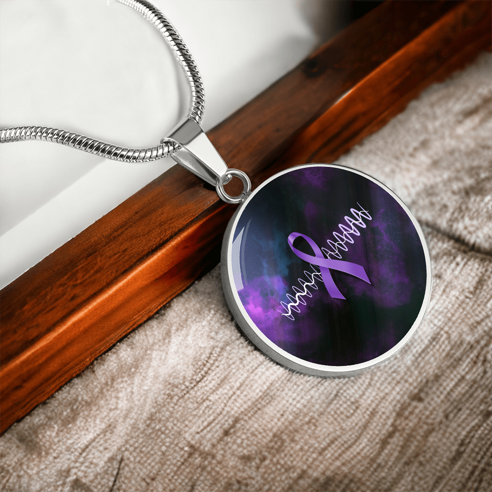 Collar de Pendiente Redondo con Cinta Morada Pulse