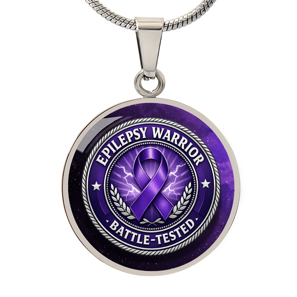 Epilepsy Warrior Round Pendant Necklace