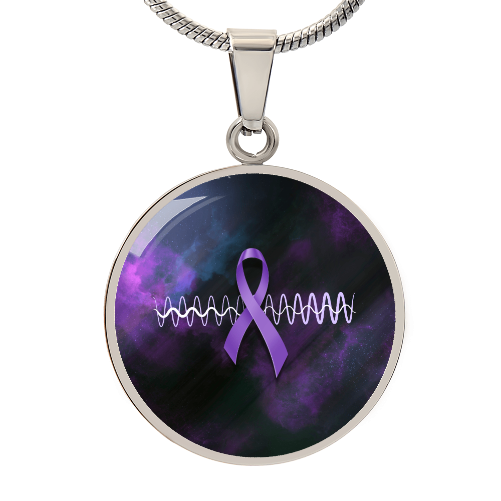 Collar de Pendiente Redondo con Cinta Morada Pulse
