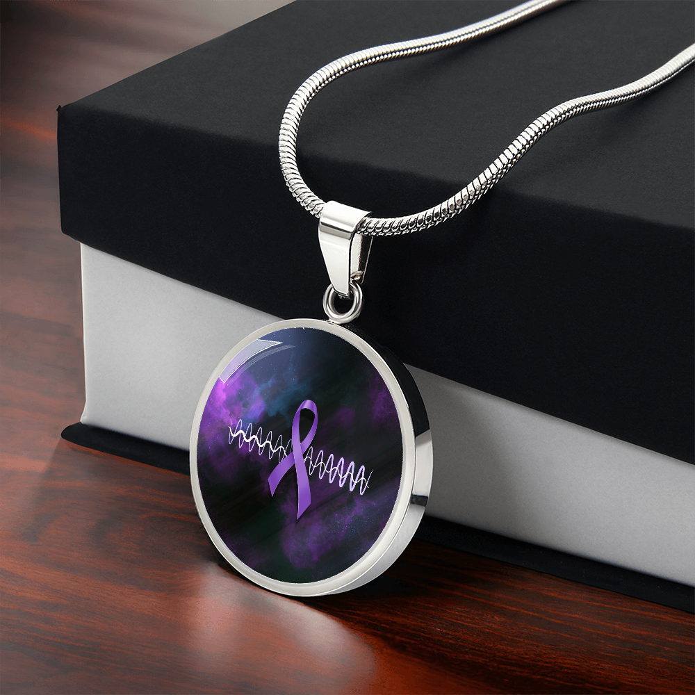 Collar de Pendiente Redondo con Cinta Morada Pulse