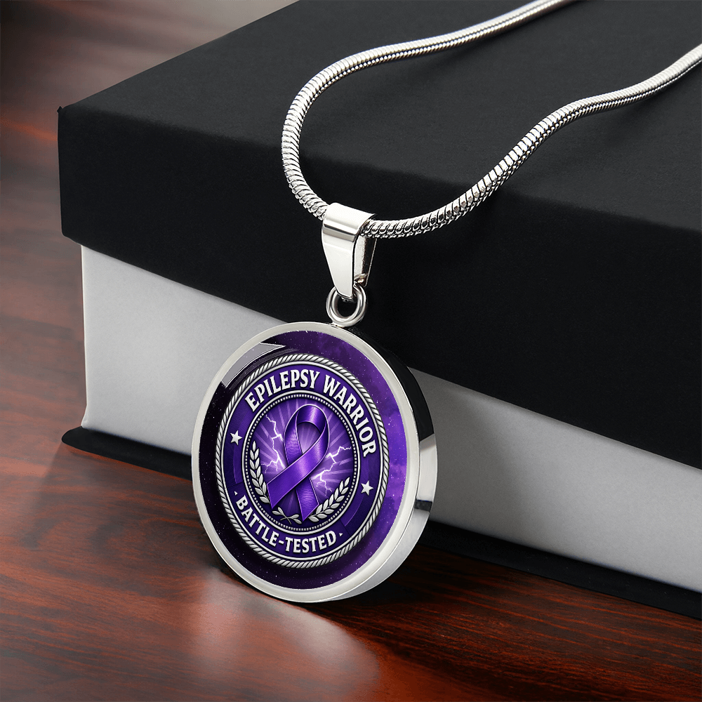 Epilepsy Warrior Round Pendant Necklace