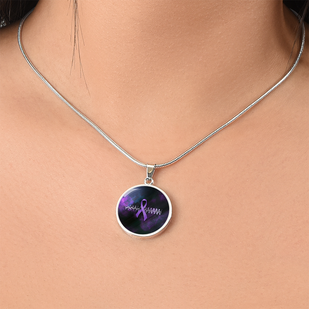 Collar de Pendiente Redondo con Cinta Morada Pulse