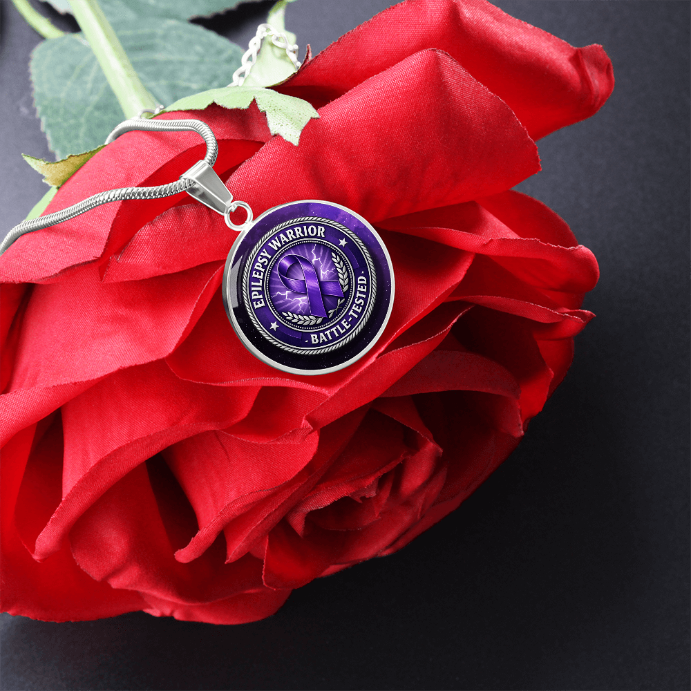 Epilepsy Warrior Round Pendant Necklace