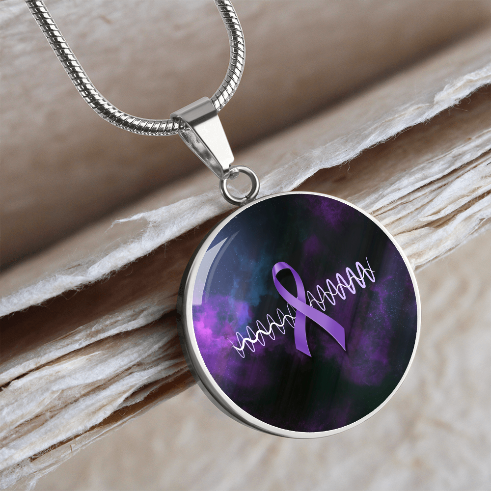 Collar de Pendiente Redondo con Cinta Morada Pulse