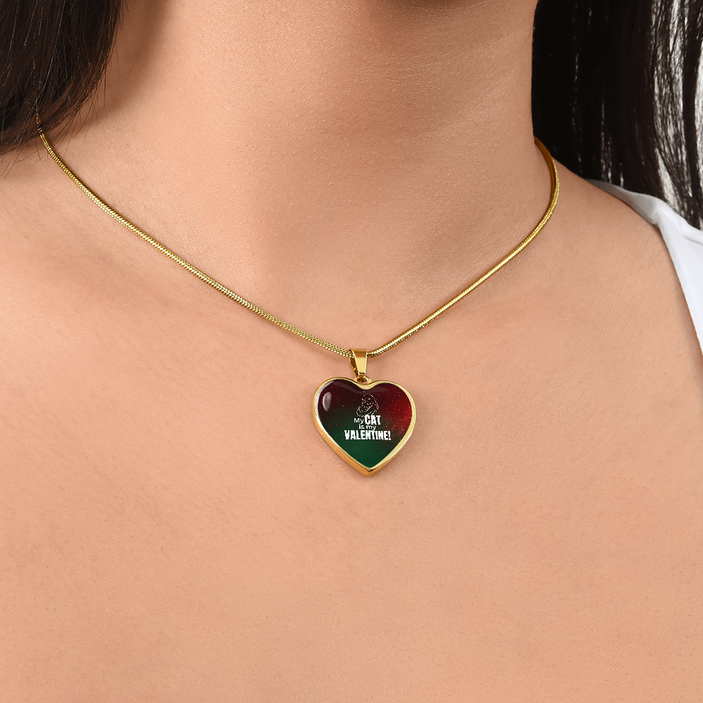 My Cat Is My Valentine Heart Pendant Necklace