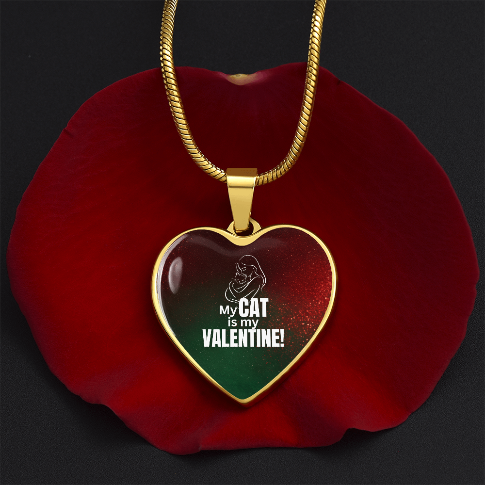 My Cat Is My Valentine Heart Pendant Necklace