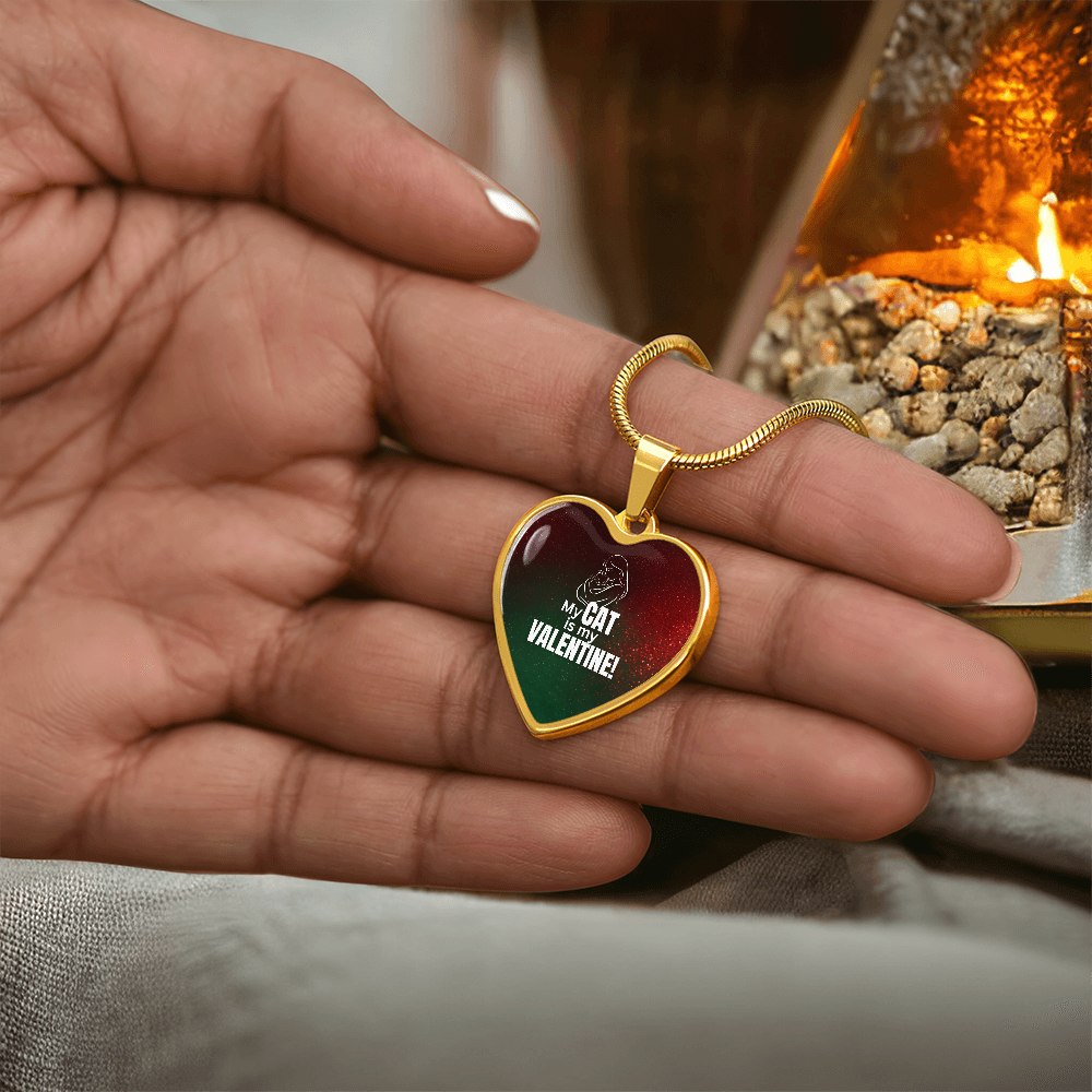 My Cat Is My Valentine Heart Pendant Necklace