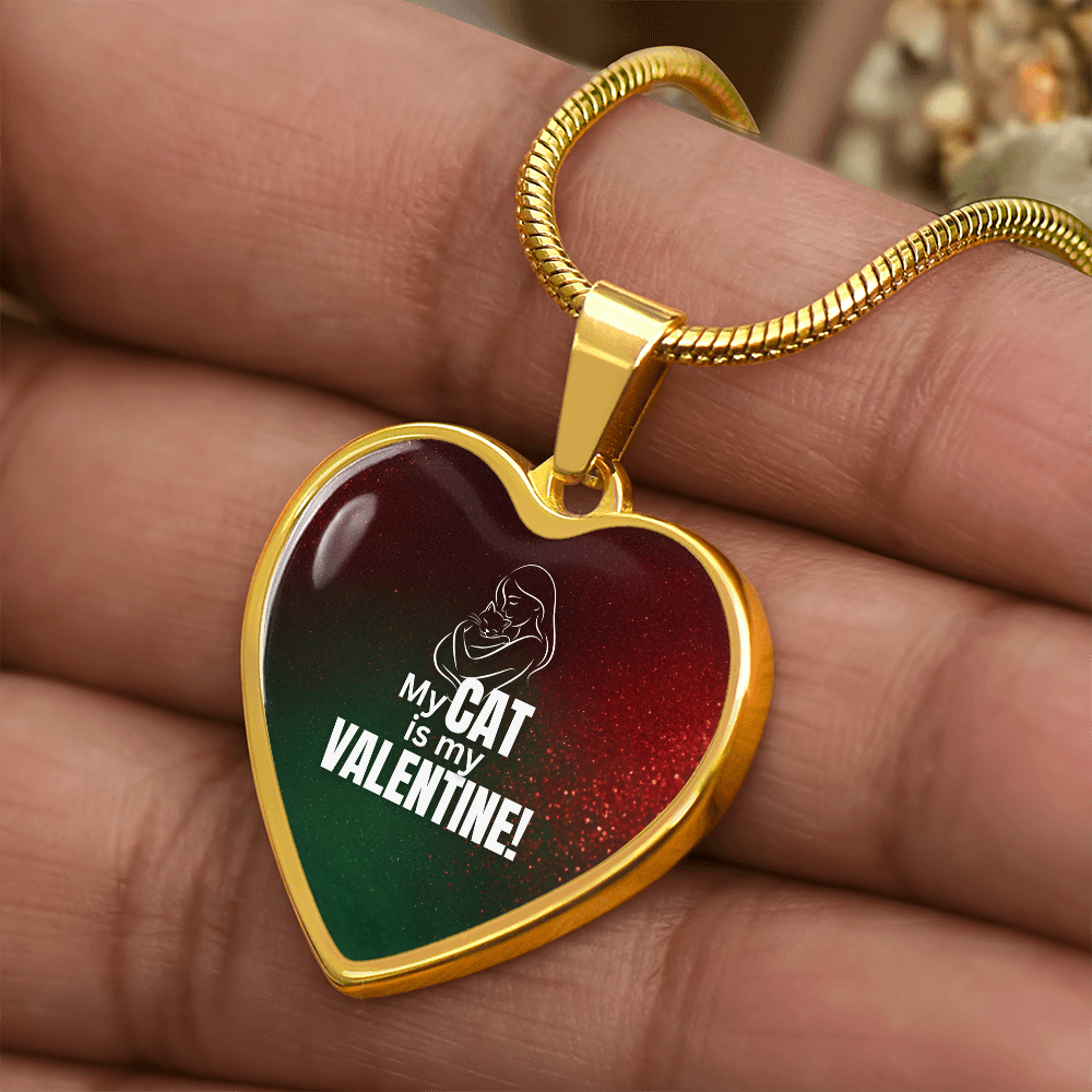 My Cat Is My Valentine Heart Pendant Necklace