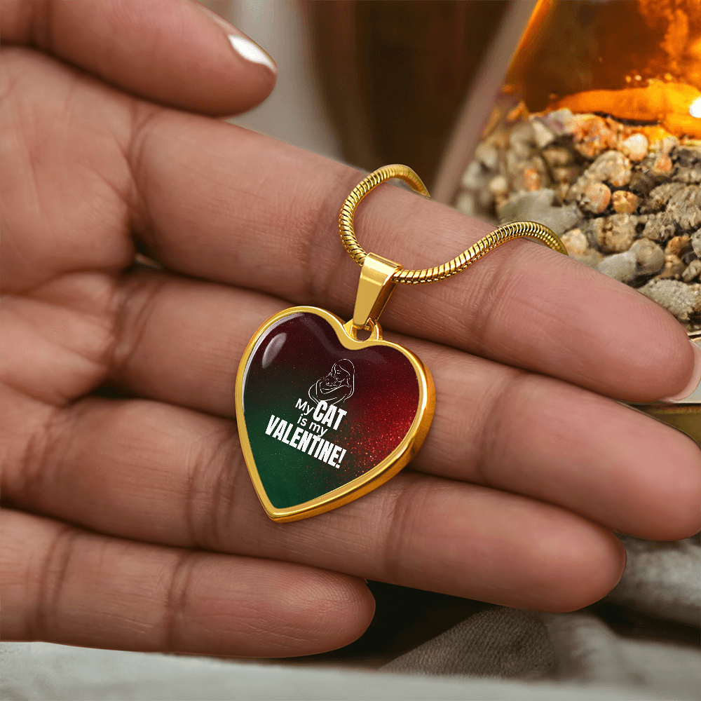 My Cat Is My Valentine Heart Pendant Necklace