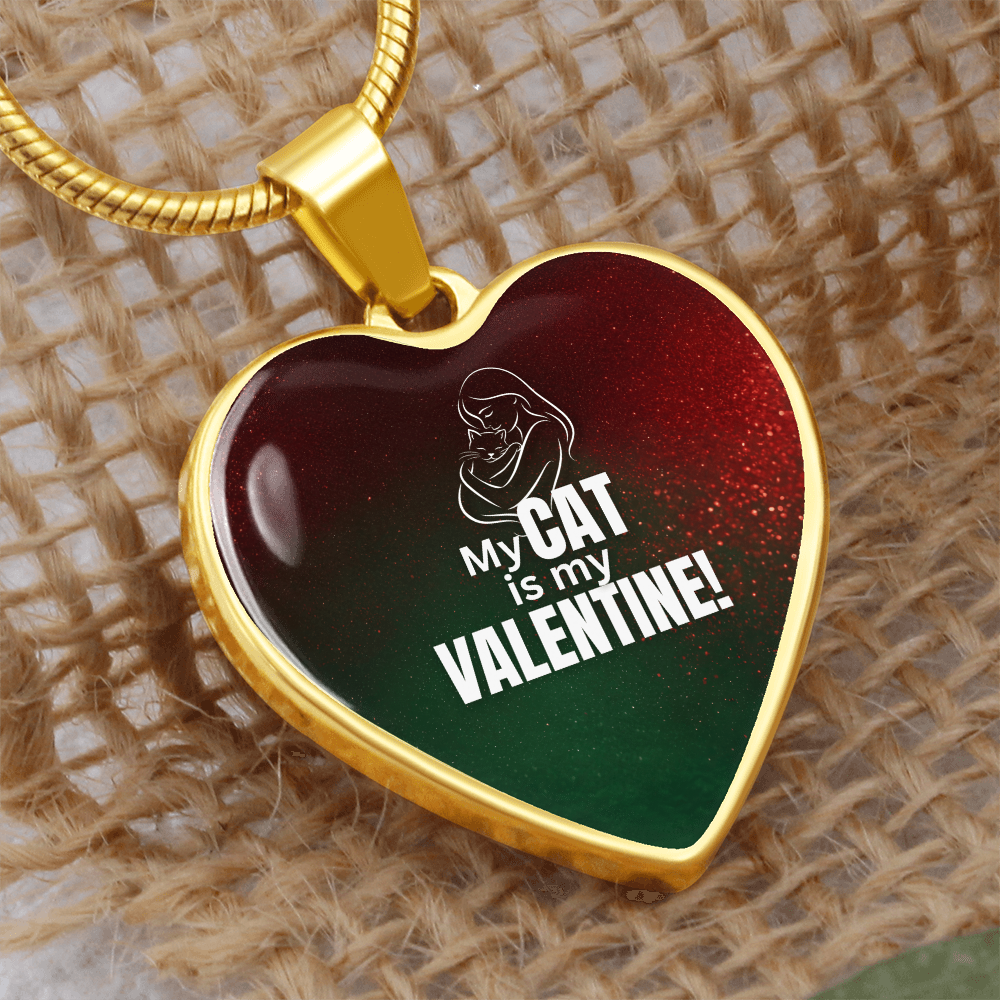 My Cat Is My Valentine Heart Pendant Necklace