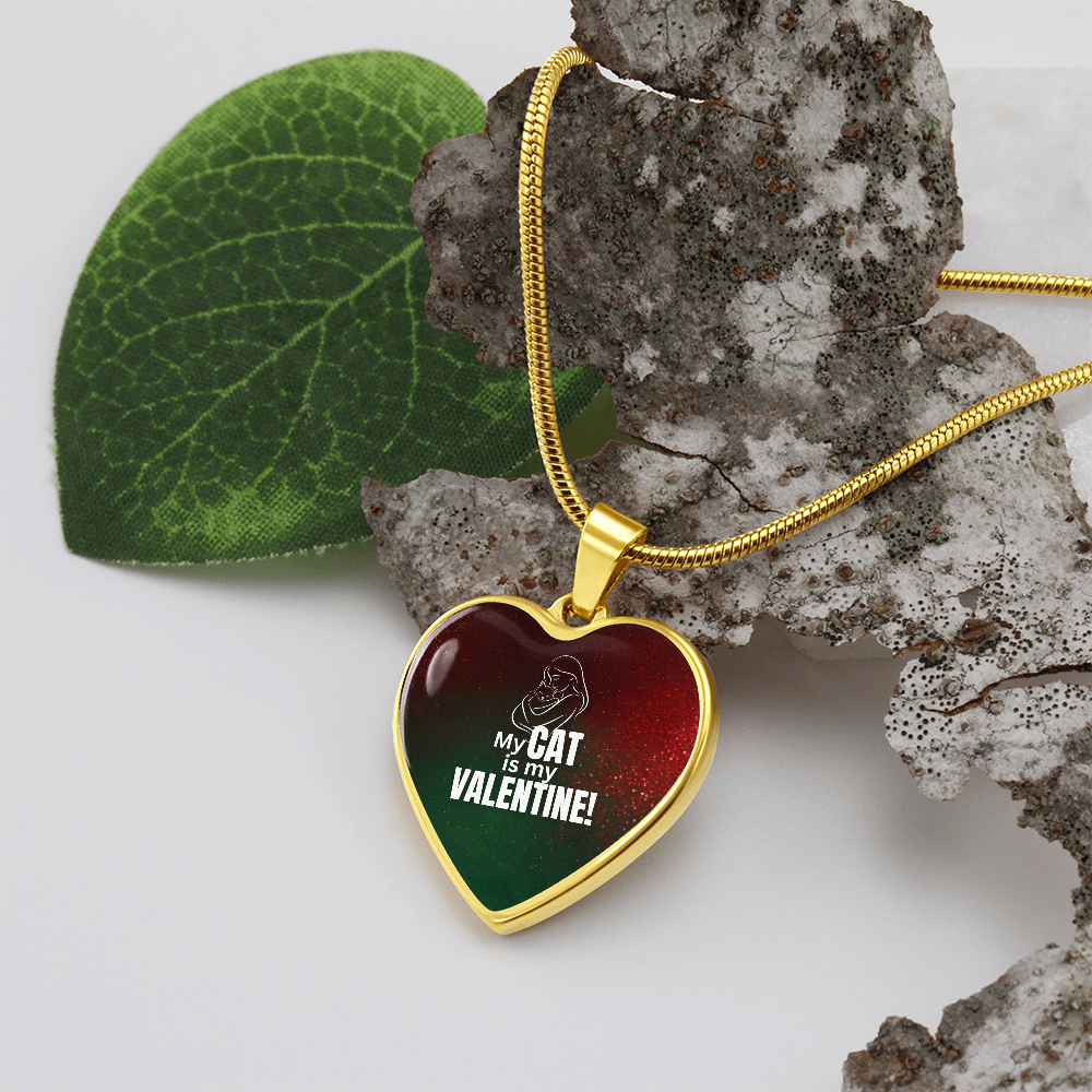 My Cat Is My Valentine Heart Pendant Necklace