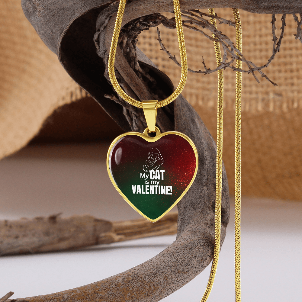 My Cat Is My Valentine Heart Pendant Necklace