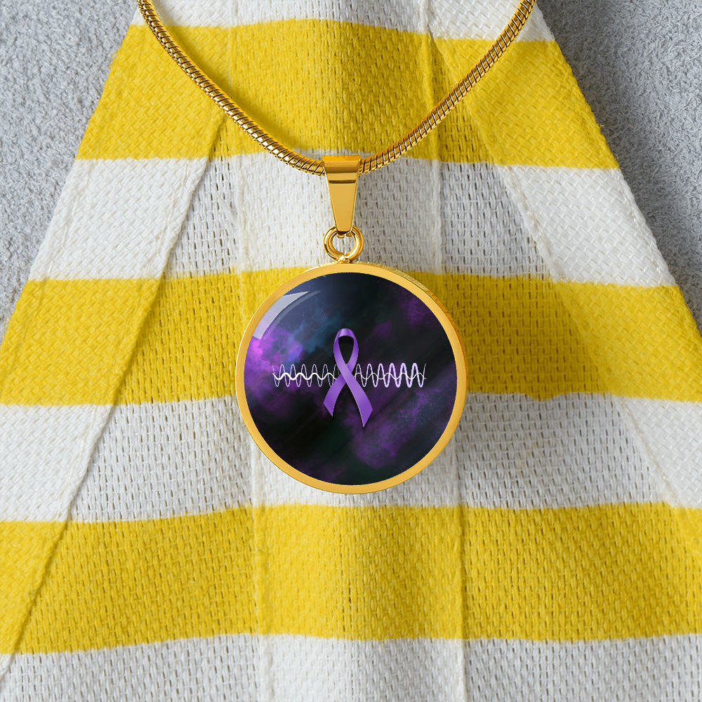 Collar de Pendiente Redondo con Cinta Morada Pulse