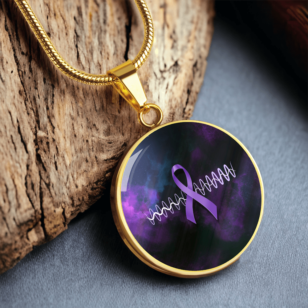 Collar de Pendiente Redondo con Cinta Morada Pulse