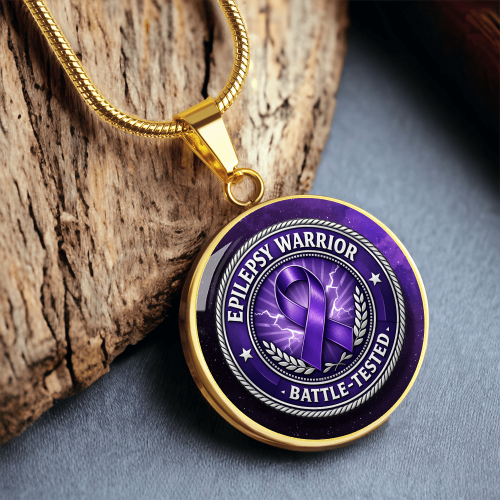 Epilepsy Warrior Round Pendant Necklace