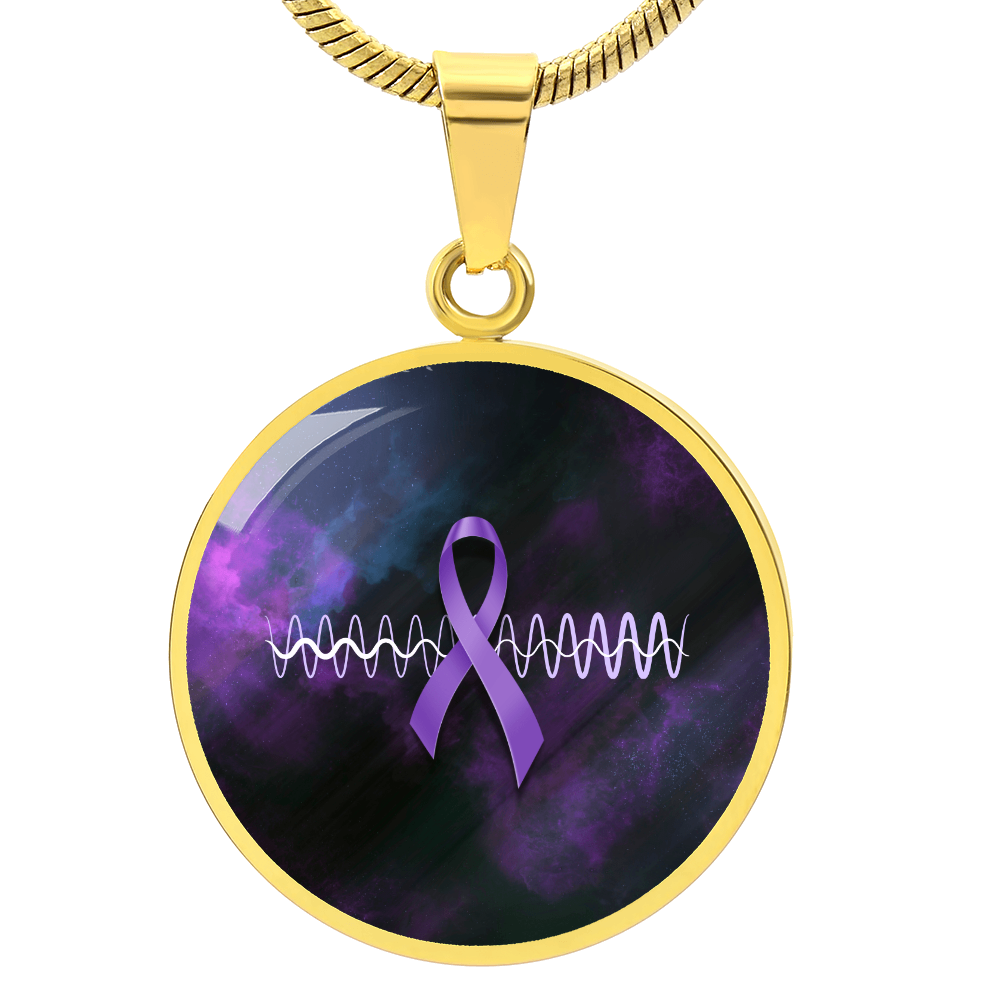 Collar de Pendiente Redondo con Cinta Morada Pulse