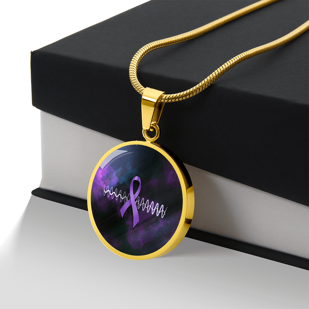 Collar de Pendiente Redondo con Cinta Morada Pulse