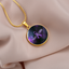 Collar de Pendiente Redondo con Cinta Morada Pulse