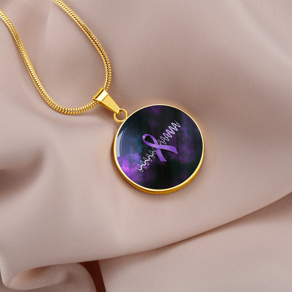 Collar de Pendiente Redondo con Cinta Morada Pulse