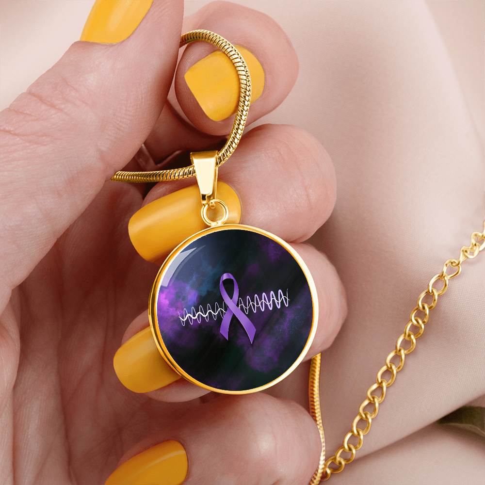 Collar de Pendiente Redondo con Cinta Morada Pulse
