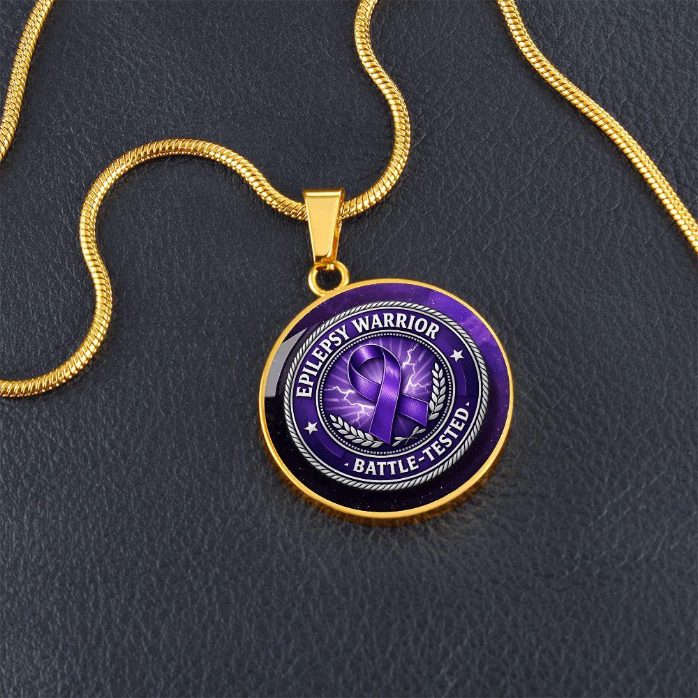 Epilepsy Warrior Round Pendant Necklace