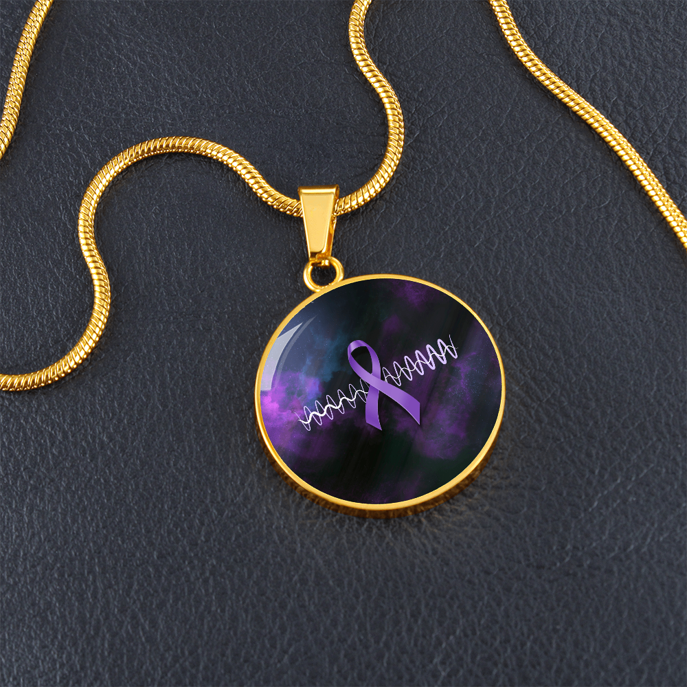 Collar de Pendiente Redondo con Cinta Morada Pulse