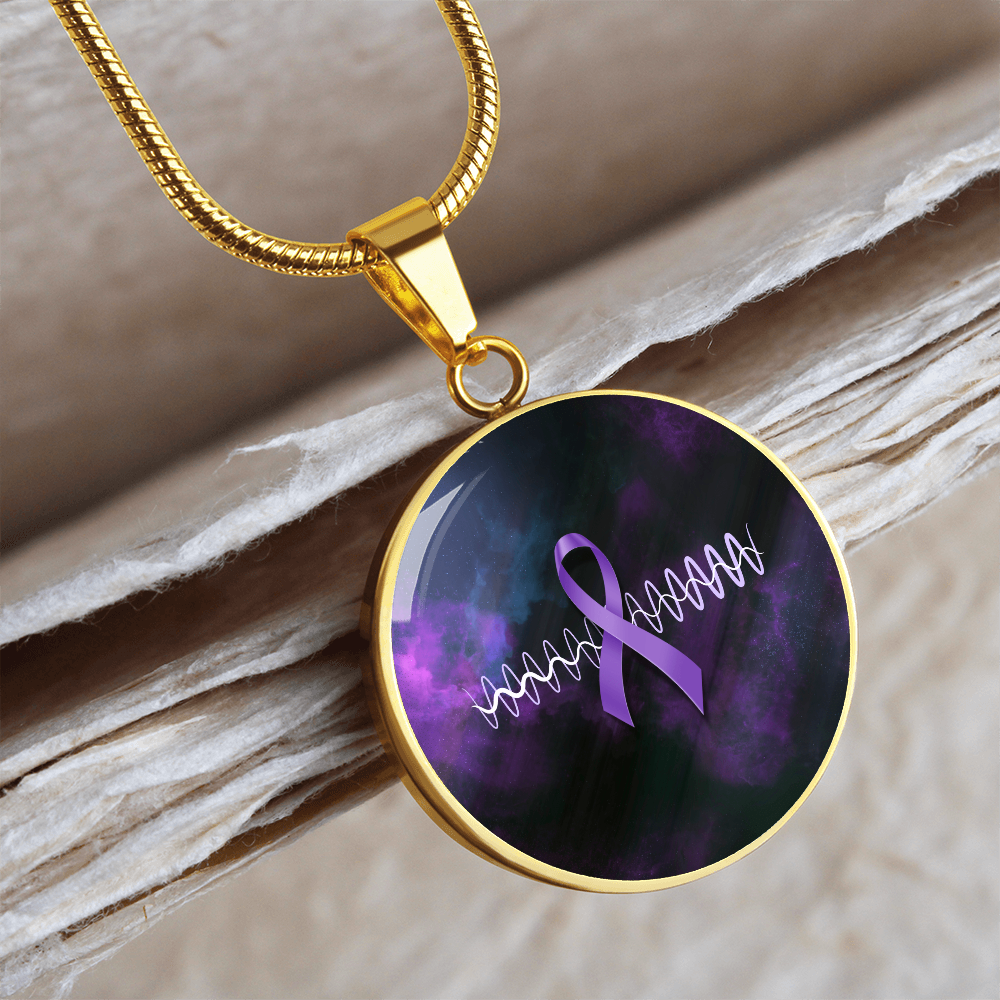 Collar de Pendiente Redondo con Cinta Morada Pulse