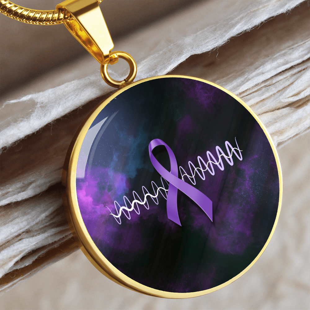 Collar de Pendiente Redondo con Cinta Morada Pulse
