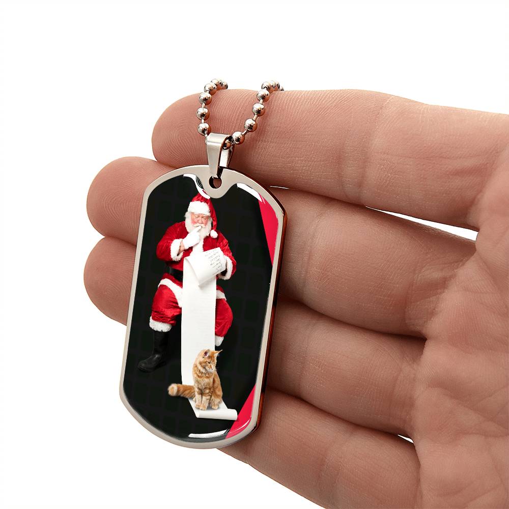 Collier de chat du Père Noël - Acier chirurgical premium et finition or