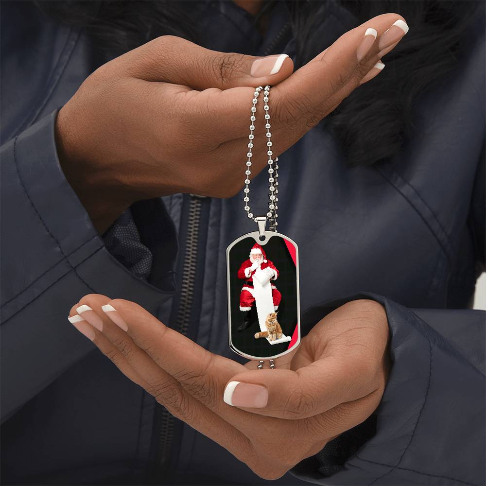 Collier de chat du Père Noël - Acier chirurgical premium et finition or