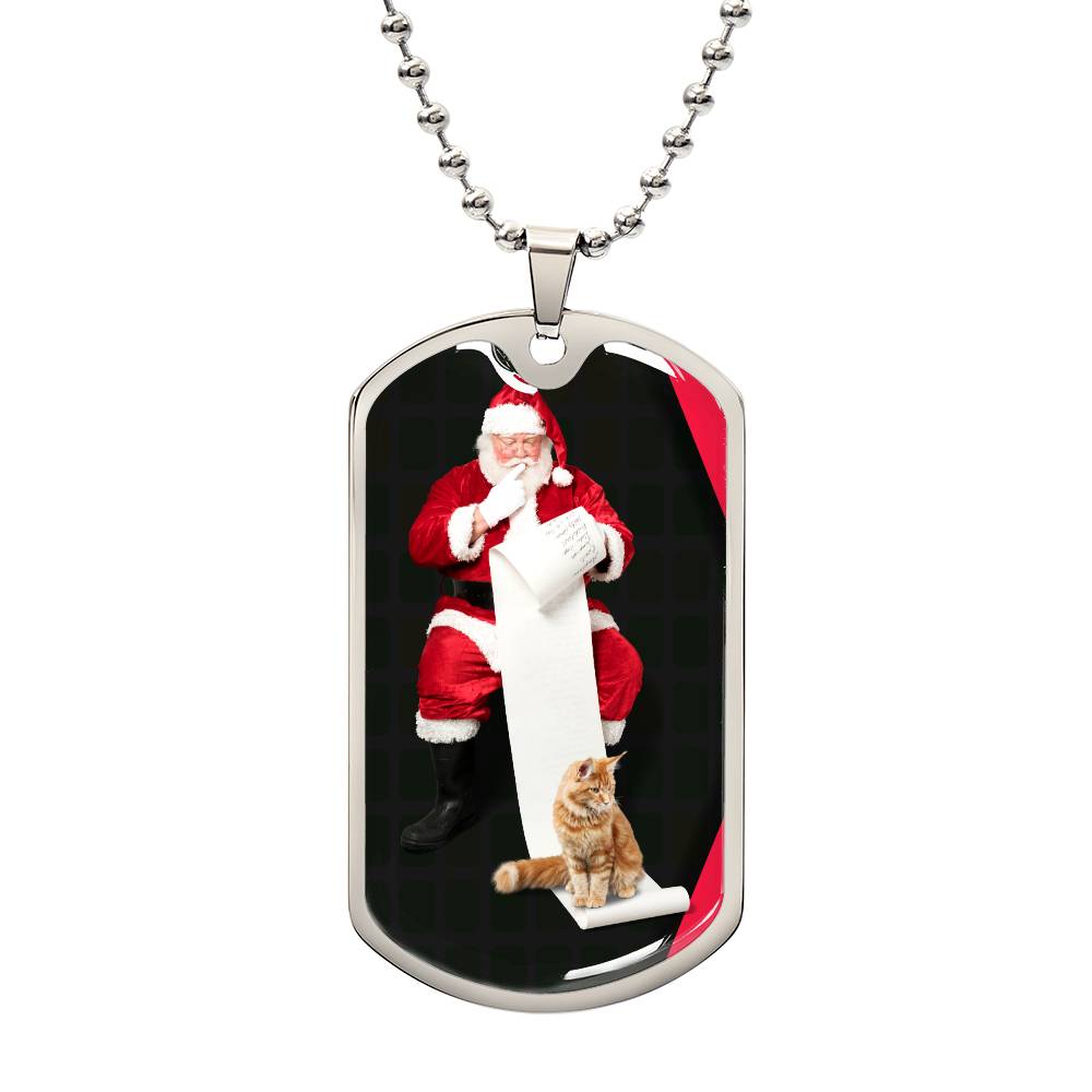 Collier de chat du Père Noël - Acier chirurgical premium et finition or