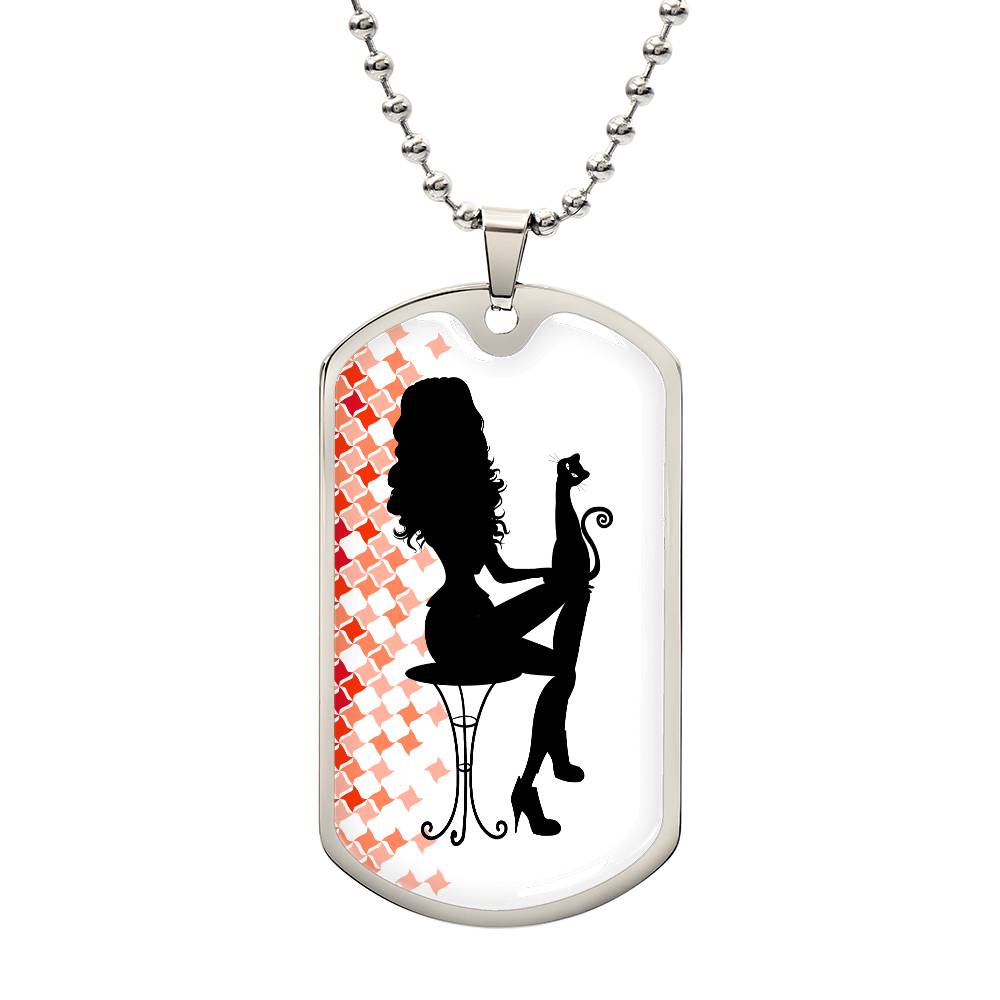 Chic Cat Enthusiast Dog Tag Necklace - Korvel