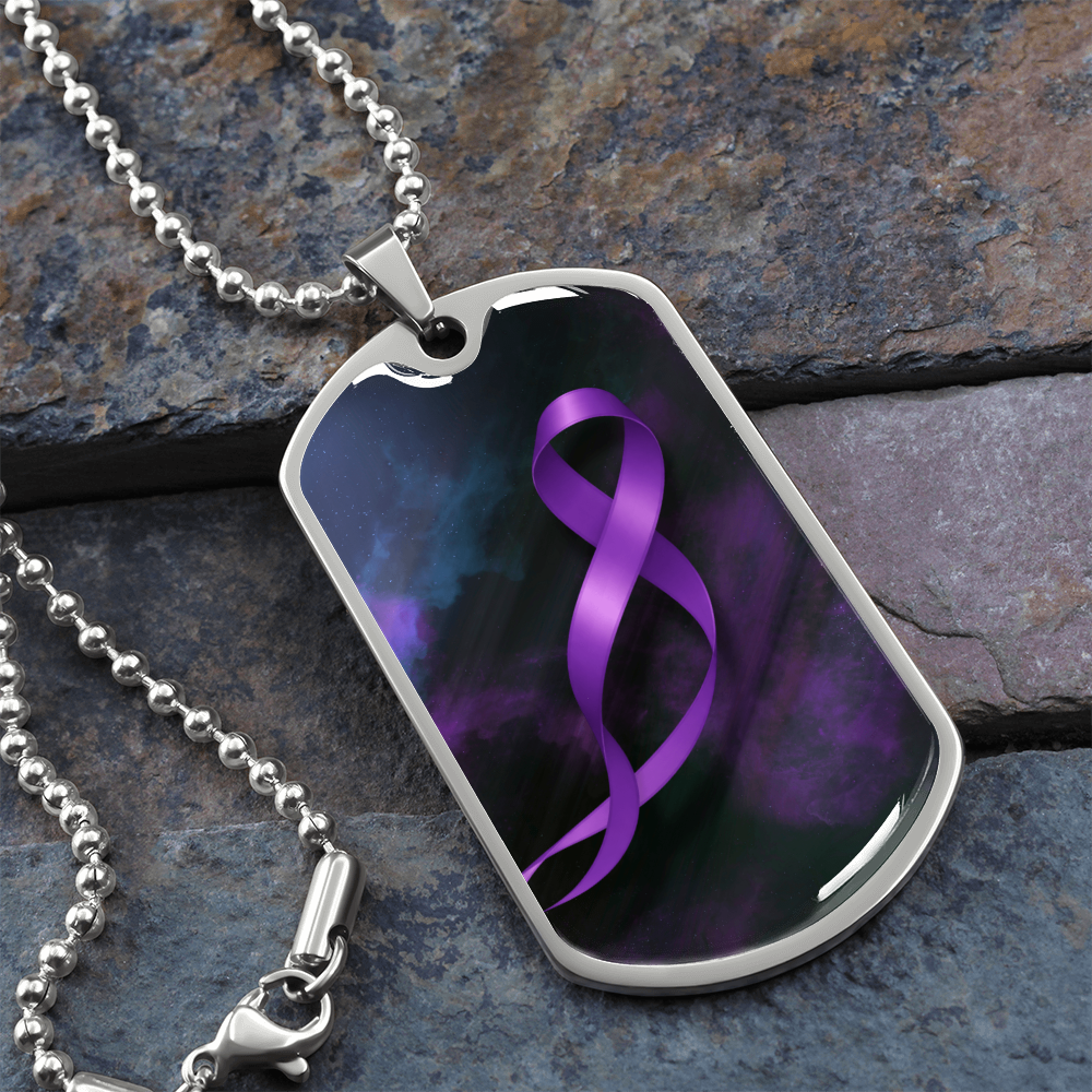 Collier en dog tag de sensibilisation à l'épilepsie – Souvenir en ruban violet