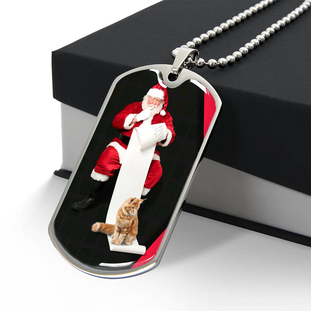 Collier de chat du Père Noël - Acier chirurgical premium et finition or