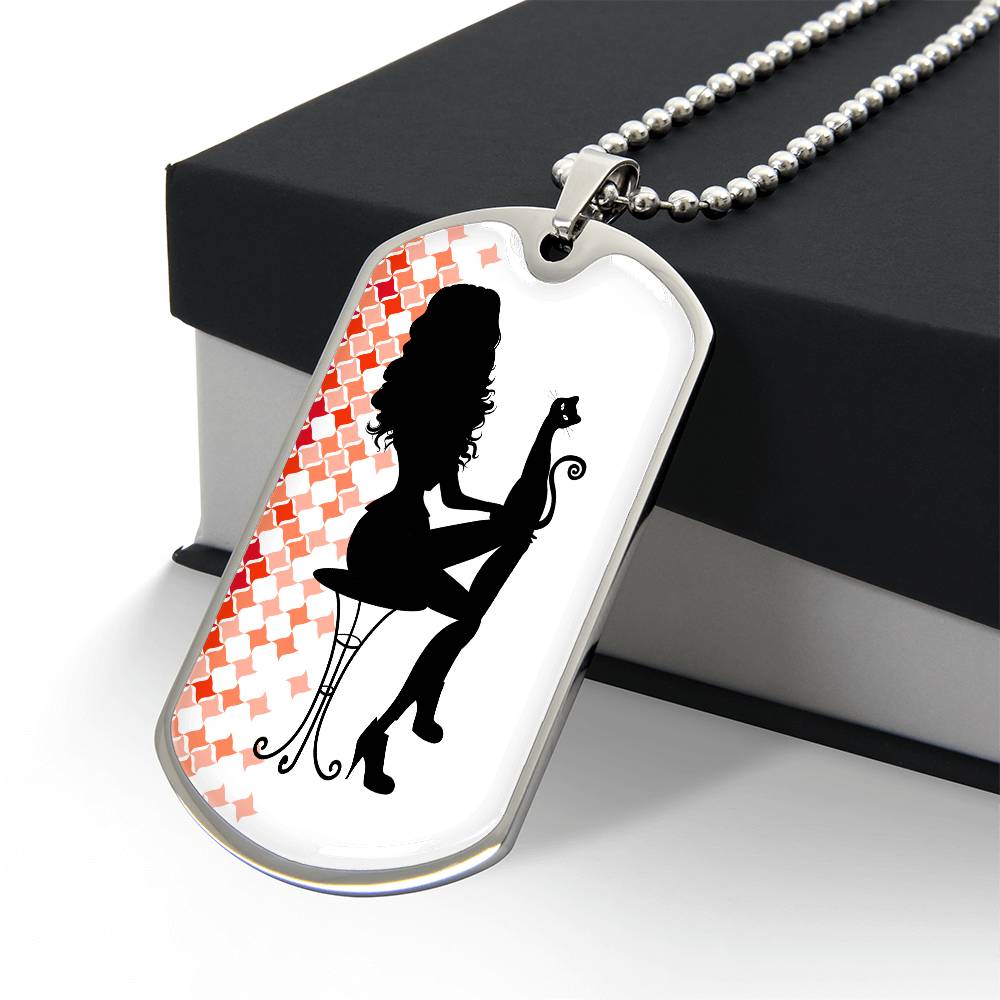 Chic Cat Enthusiast Dog Tag Necklace - Korvel