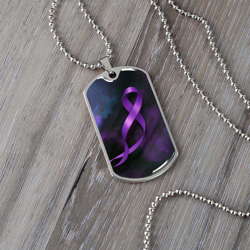 Collier en dog tag de sensibilisation à l'épilepsie – Souvenir en ruban violet