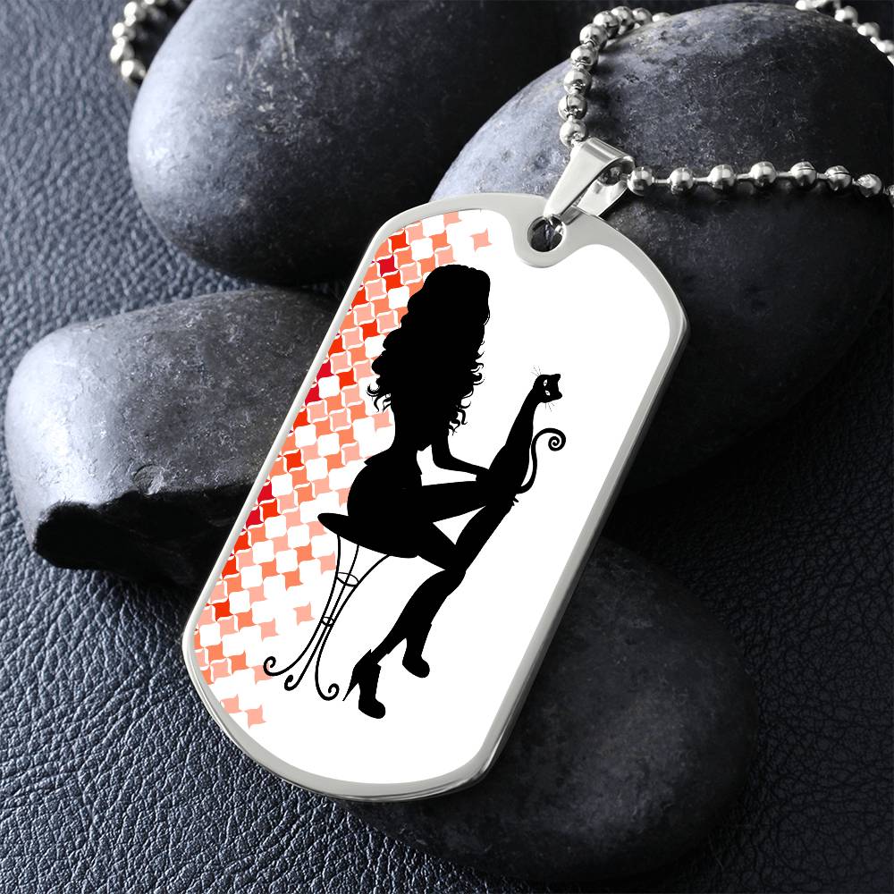 Chic Cat Enthusiast Dog Tag Necklace - Korvel