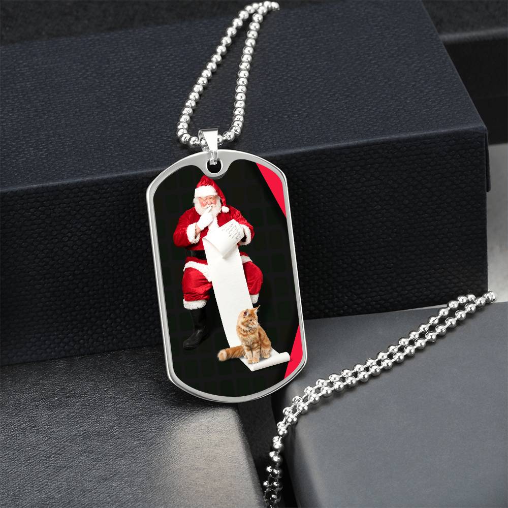 Collier de chat du Père Noël - Acier chirurgical premium et finition or