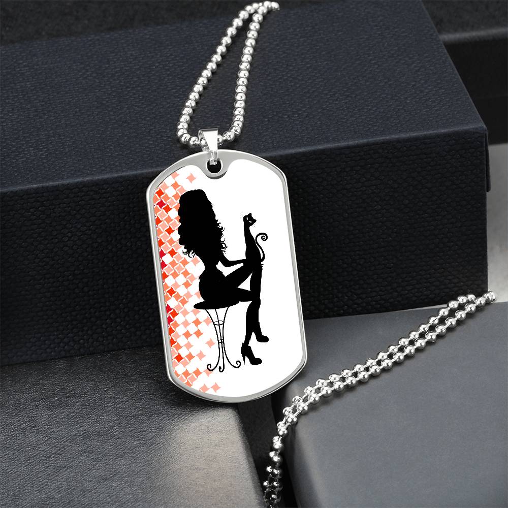 Chic Cat Enthusiast Dog Tag Necklace - Korvel