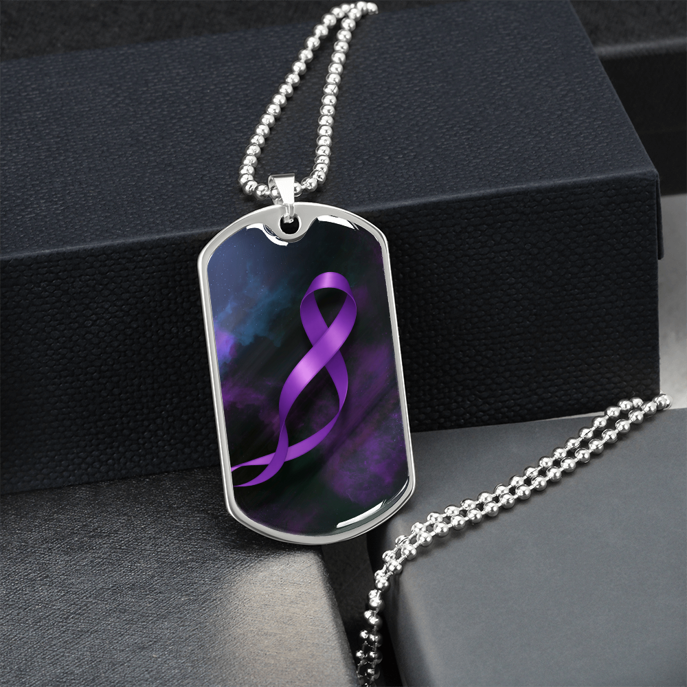 Collier en dog tag de sensibilisation à l'épilepsie – Souvenir en ruban violet