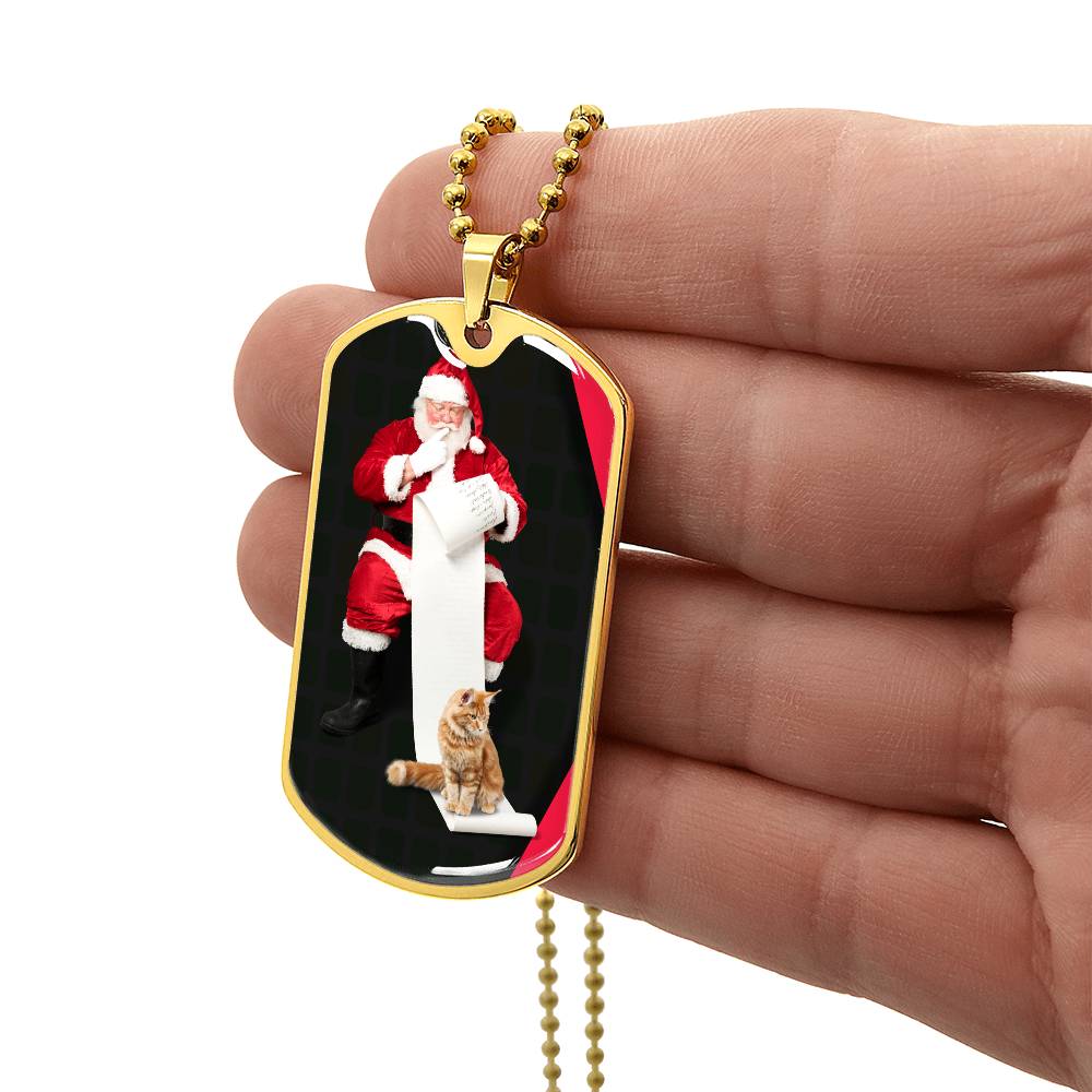 Collier de chat du Père Noël - Acier chirurgical premium et finition or