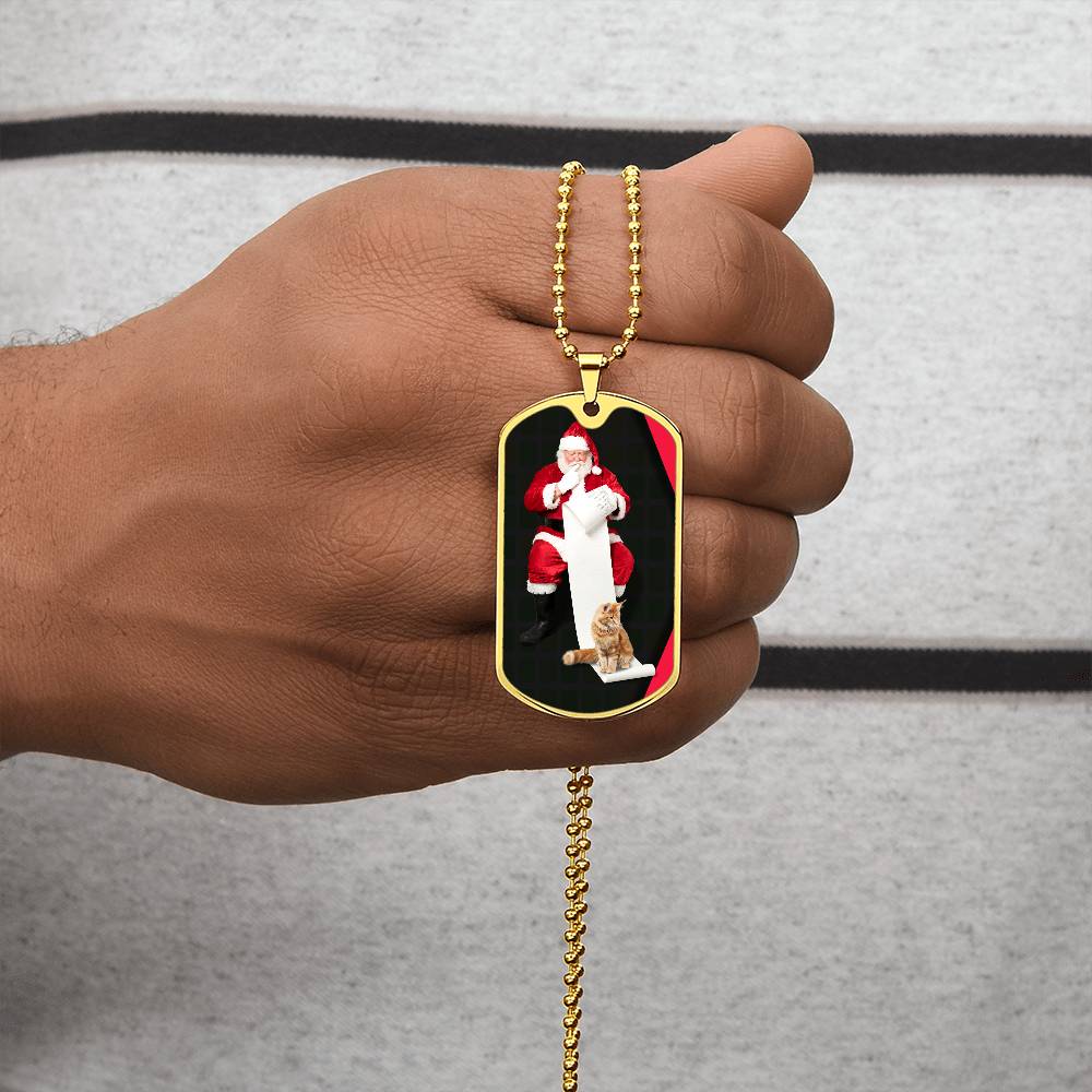 Collier de chat du Père Noël - Acier chirurgical premium et finition or
