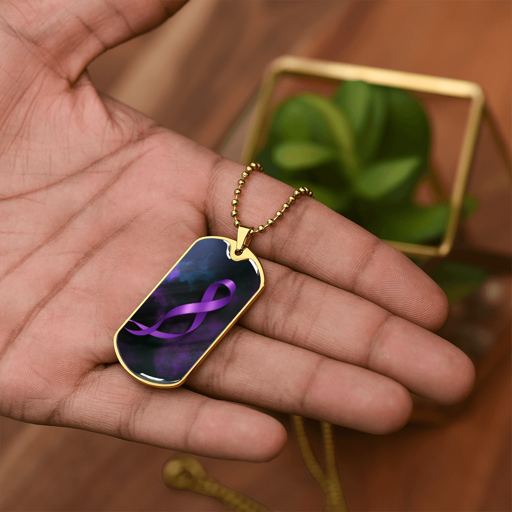 Collier en dog tag de sensibilisation à l'épilepsie – Souvenir en ruban violet